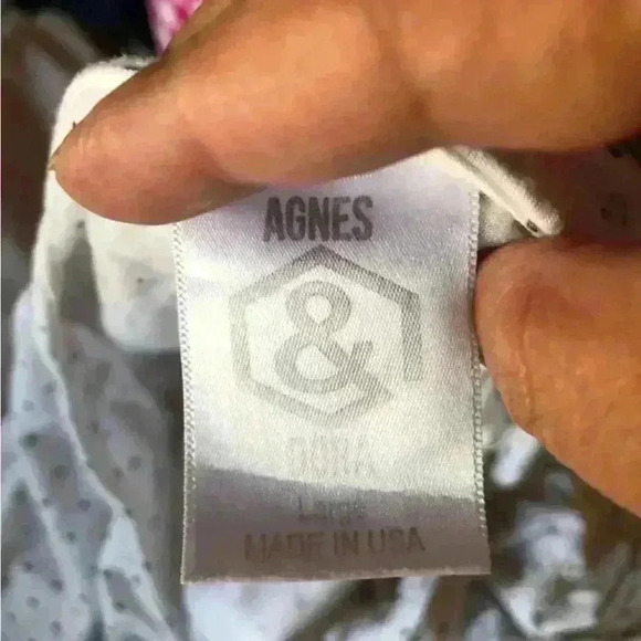 AGNES large short sleeve white gray polkadot top blouse polkadot - Picture 4 of 4